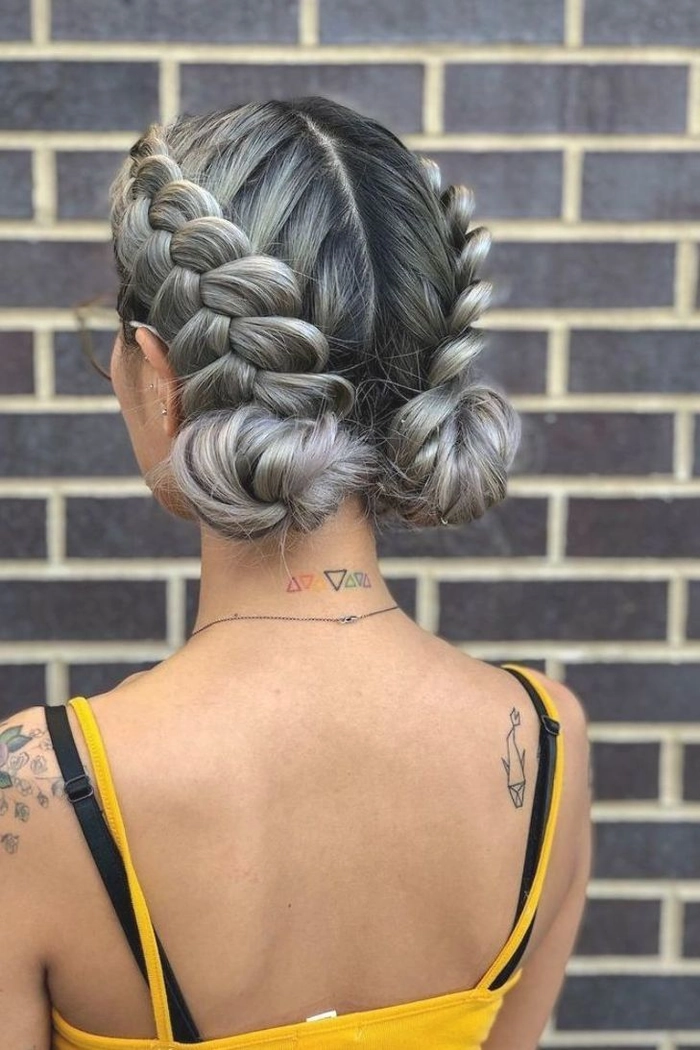 Stylish festival updo hairstyle with braided details for outdoor concerts