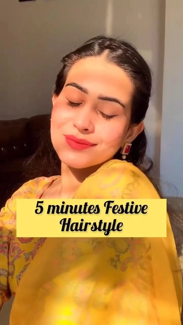 Quick and easy five-minute festival hairstyle with braids and flowers