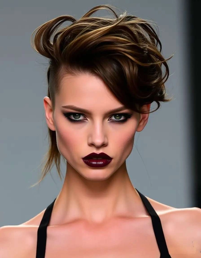 Edgy grunge festival hairstyle with messy waves and dark roots