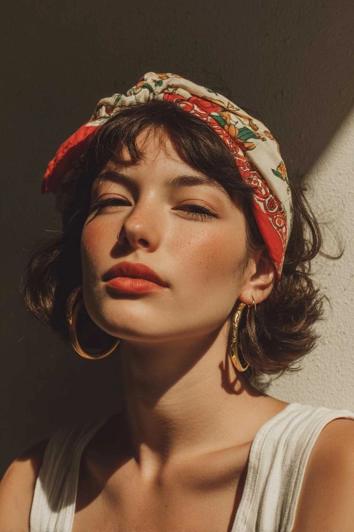 A woman with a braided updo ideal for hot weather festival hairstyles