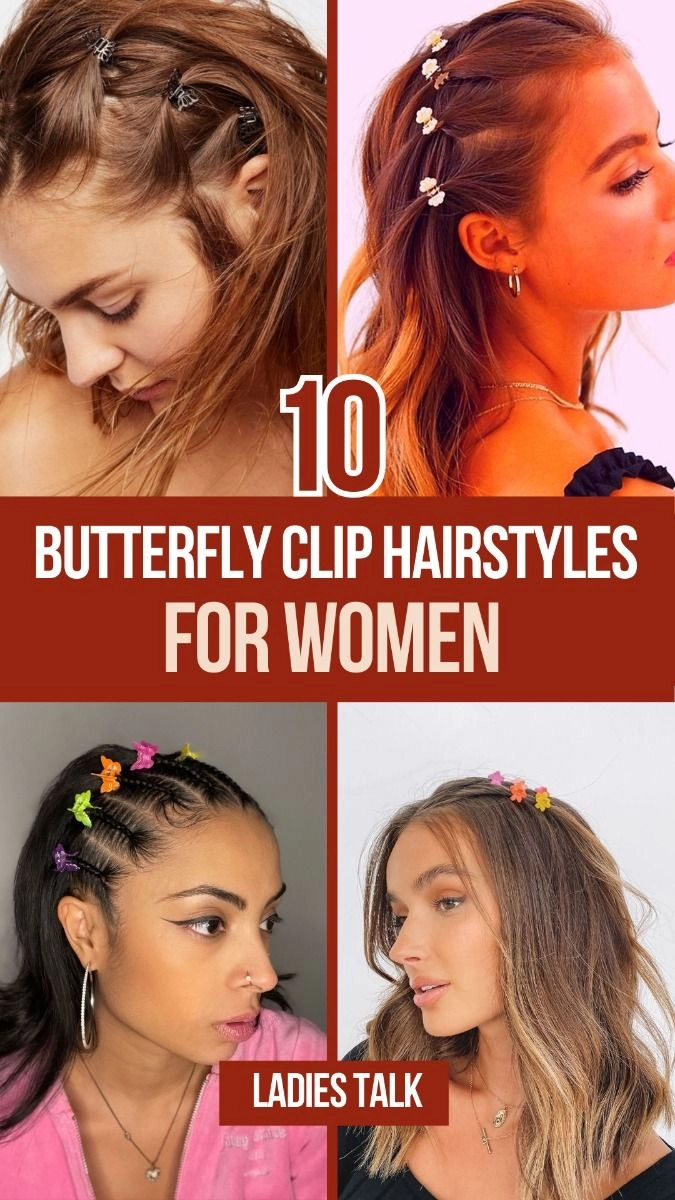 Festival Hairstyle with Vibrant Butterfly Clips A festival hairstyle adorned with colorful butterfly clips, adding a playful touch.