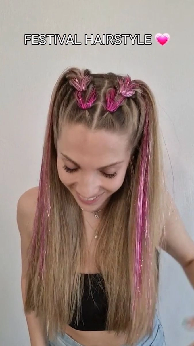 Last minute festival hairstyle: braided crown with floral clips for effortless boho vibes A quick braided crown with floral clips for last minute festival styling