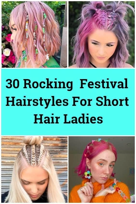 Minimal festival hairstyle with a simple braid and subtle floral accents