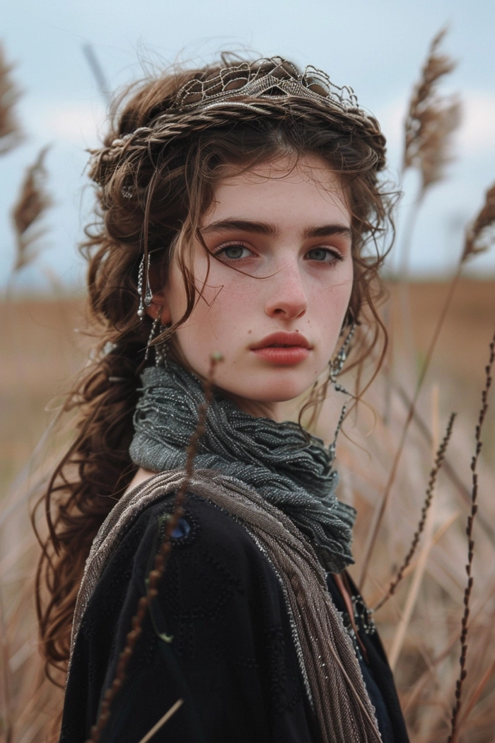 A woman with a messy braid and mud-splattered face at a music festival