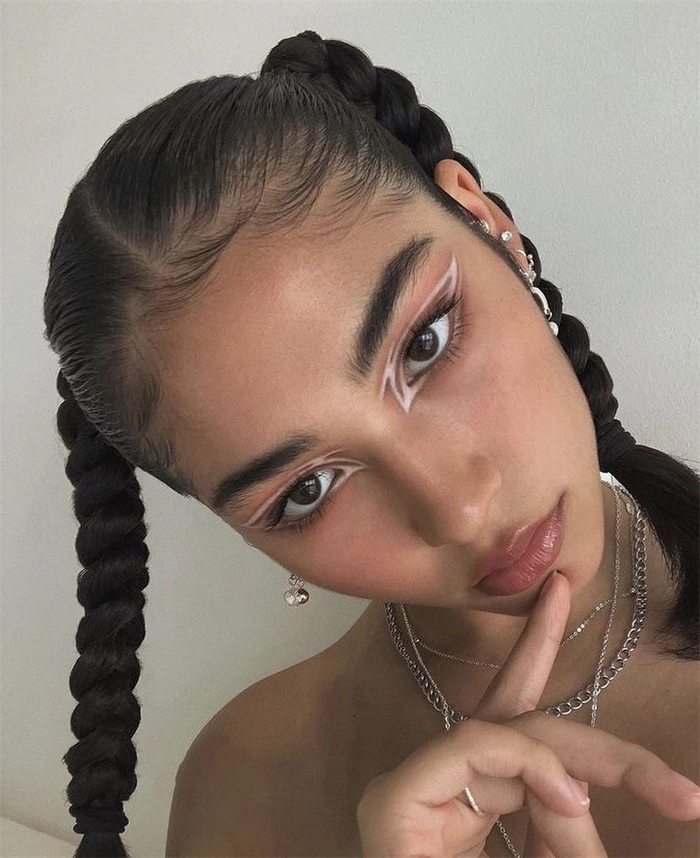Retro Y2K Crimped Festival Look with Metal Accents Trendy Y2K festival hairstyle with crimped waves and metallic hair accessories