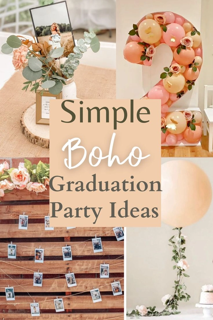 Boho chic graduation hair inspiration with braided crown and natural texture Boho chic graduation hairstyle with loose waves and floral accents for inspiration