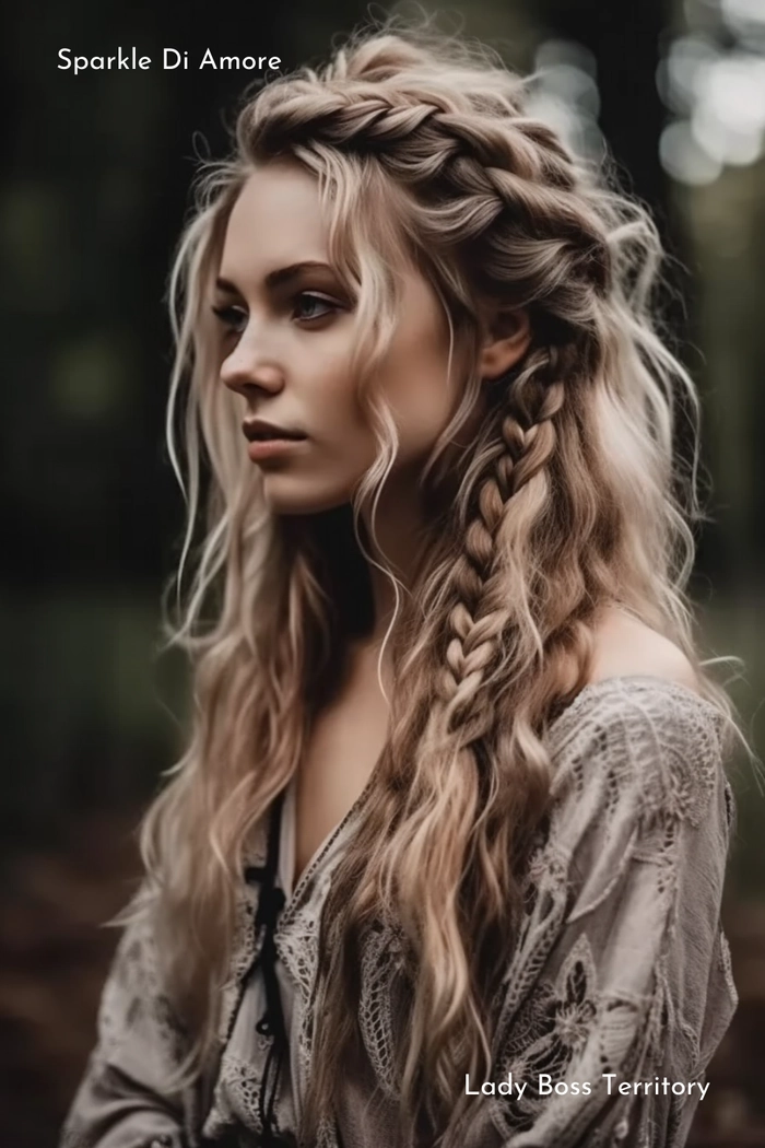 Boho chic graduation hair inspiration for a stylish look Boho chic graduation hairstyle with loose waves and floral accessories