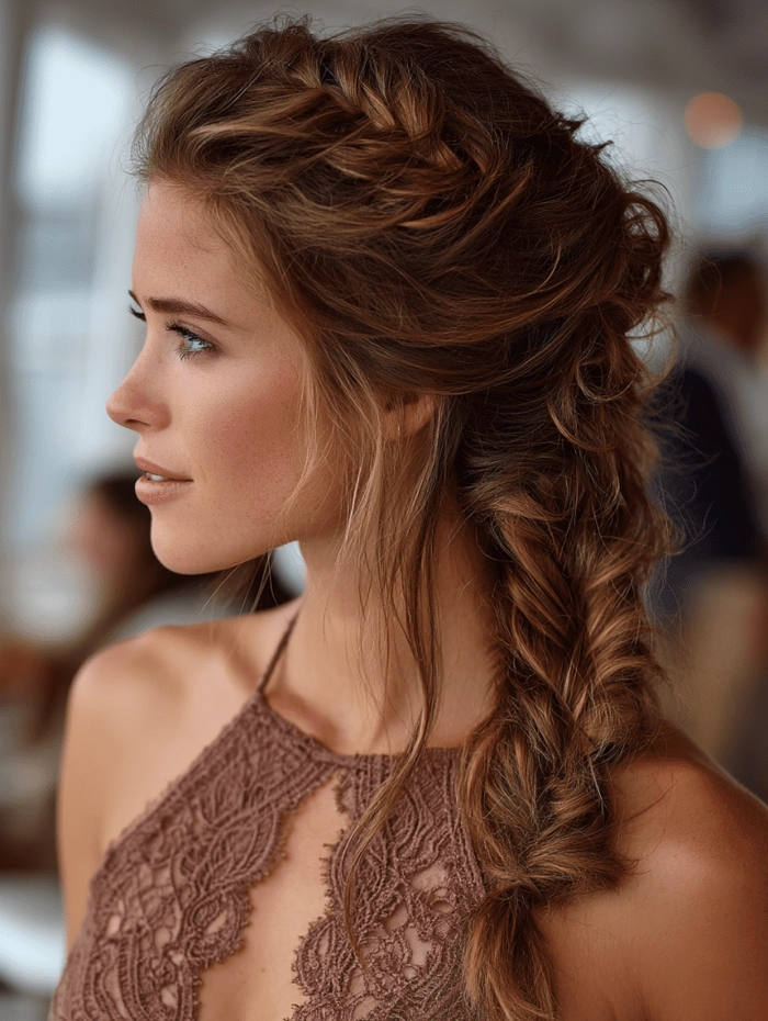 Graduation Day Braided Updo - Sophisticated Style for Your Ceremony Elegant braided graduation hairstyle with intricate braids and soft curls