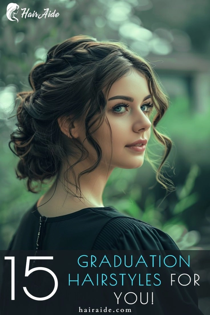 Graduate wearing a comfortable updo hairstyle perfect for long graduation events
