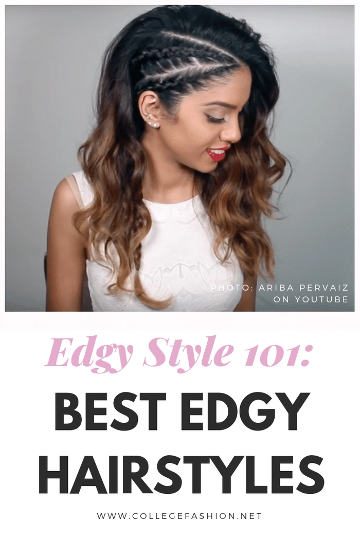 Alternative style graduation hairstyle with bold edgy cut and silver highlights