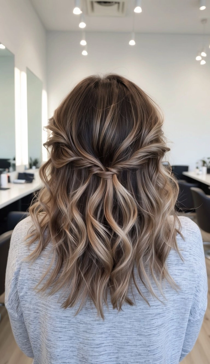 Elegant updo hairstyle for graduation with twisted bun and sparkling accessories