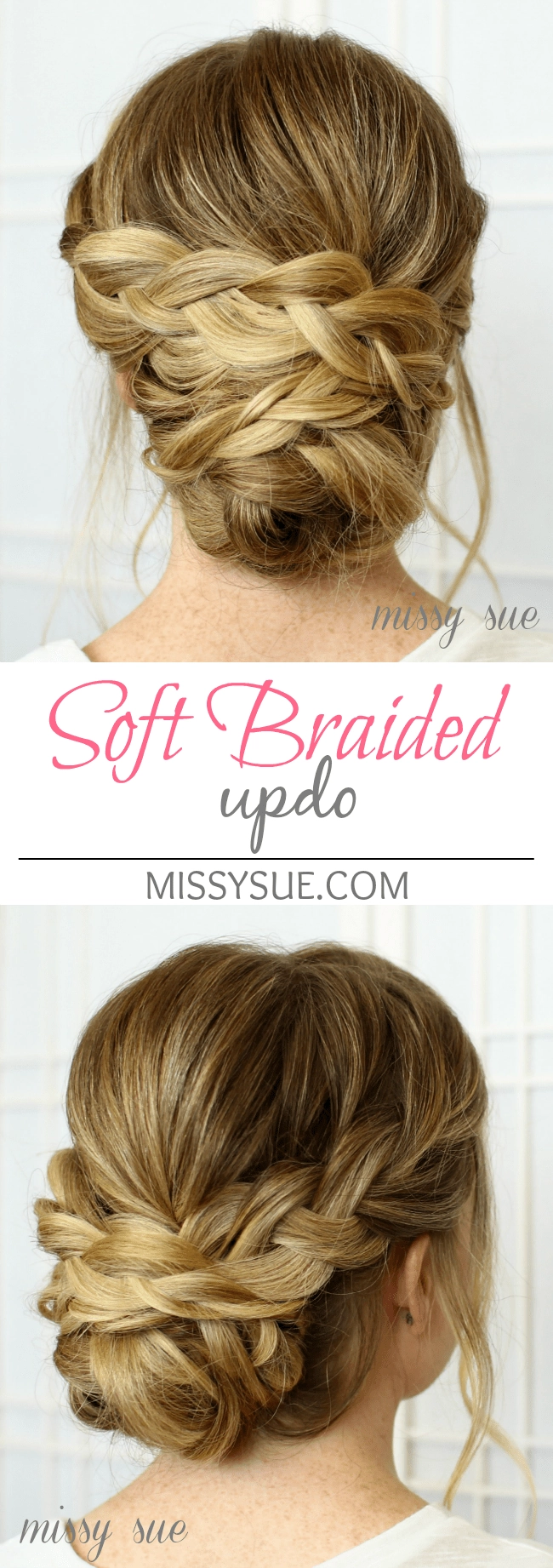 Graduation updo with elegant twisted bun and soft tendrils