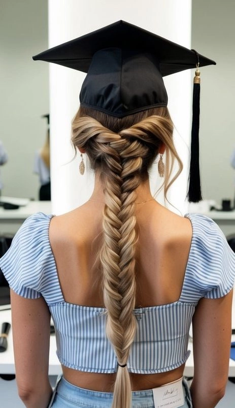 Beautiful Fishtail Braid Graduation Hairstyles