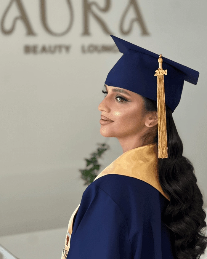 Glamorous Evening Graduation Hairstyle with Sparkle and Elegance Glamorous graduation updo with jeweled hairpins for evening ceremony