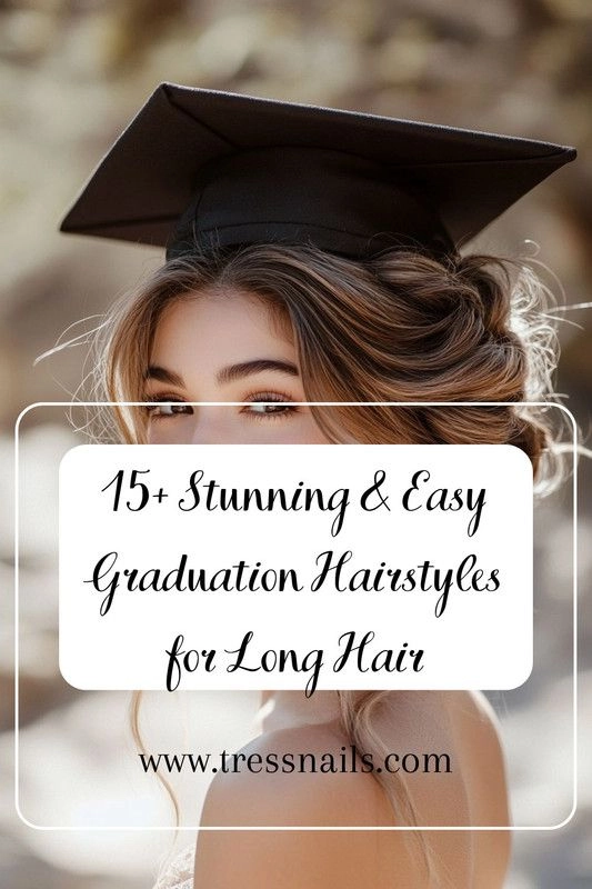 Graduation hairstyle with cap showing hair framing techniques to keep strands neatly in place