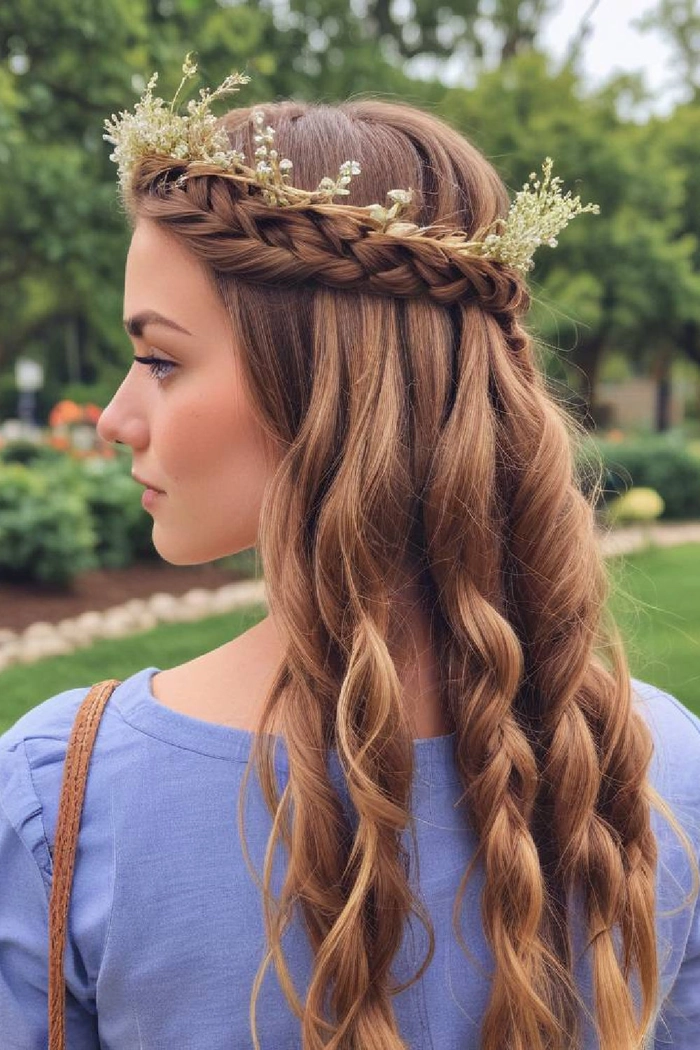 Graduation cap hairstyle for braids, elegant and secure updo with braided crown