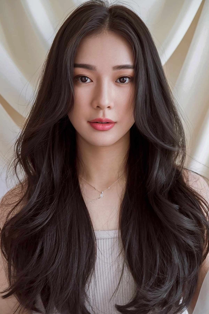 asian graduate with sleek straight hairstyle under graduation cap