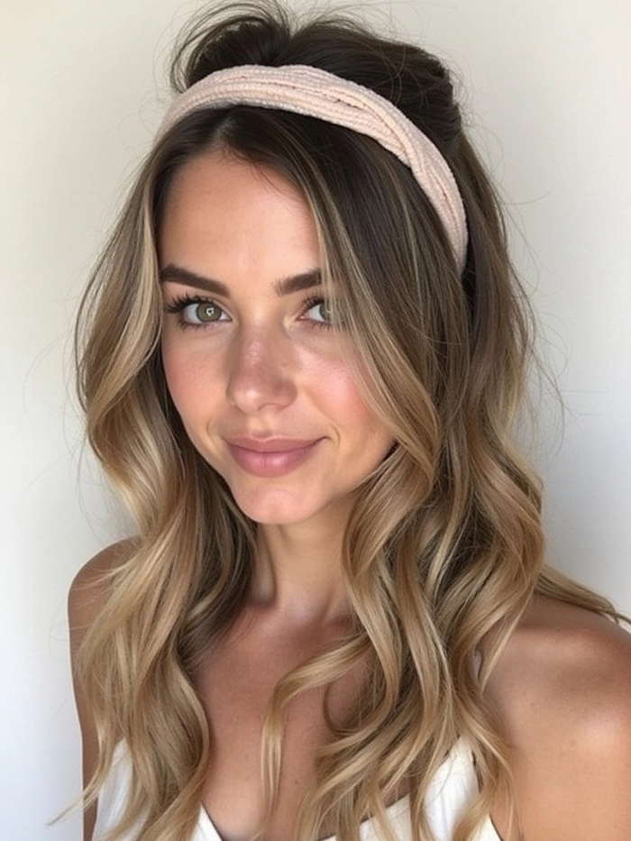 Elegant graduation updo for Asian hair with soft curls and a pearl hairpin