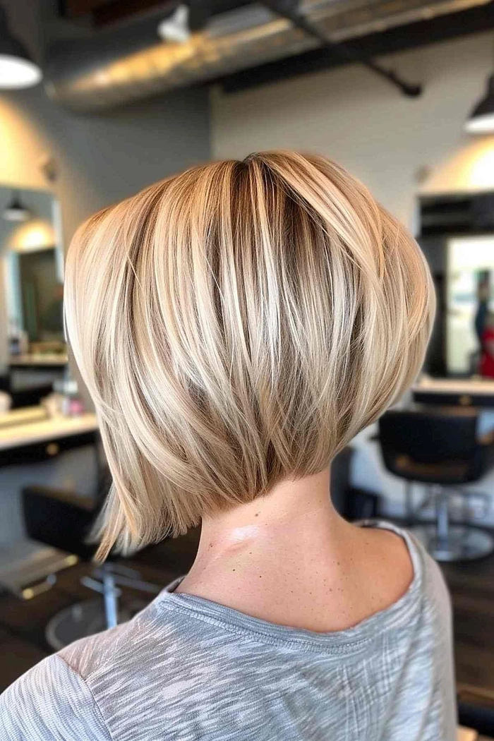 Graduation Hairstyle Idea: Polished Blunt Bob with a Gentle Curve for Your Cap and Gown A graduate with a sleek blunt bob, styled with a curved edge and subtle wave for a polished ceremony look