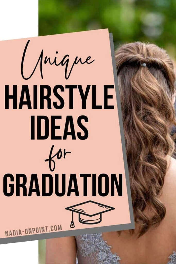 College graduate with elegant updo hairstyle and graduation cap