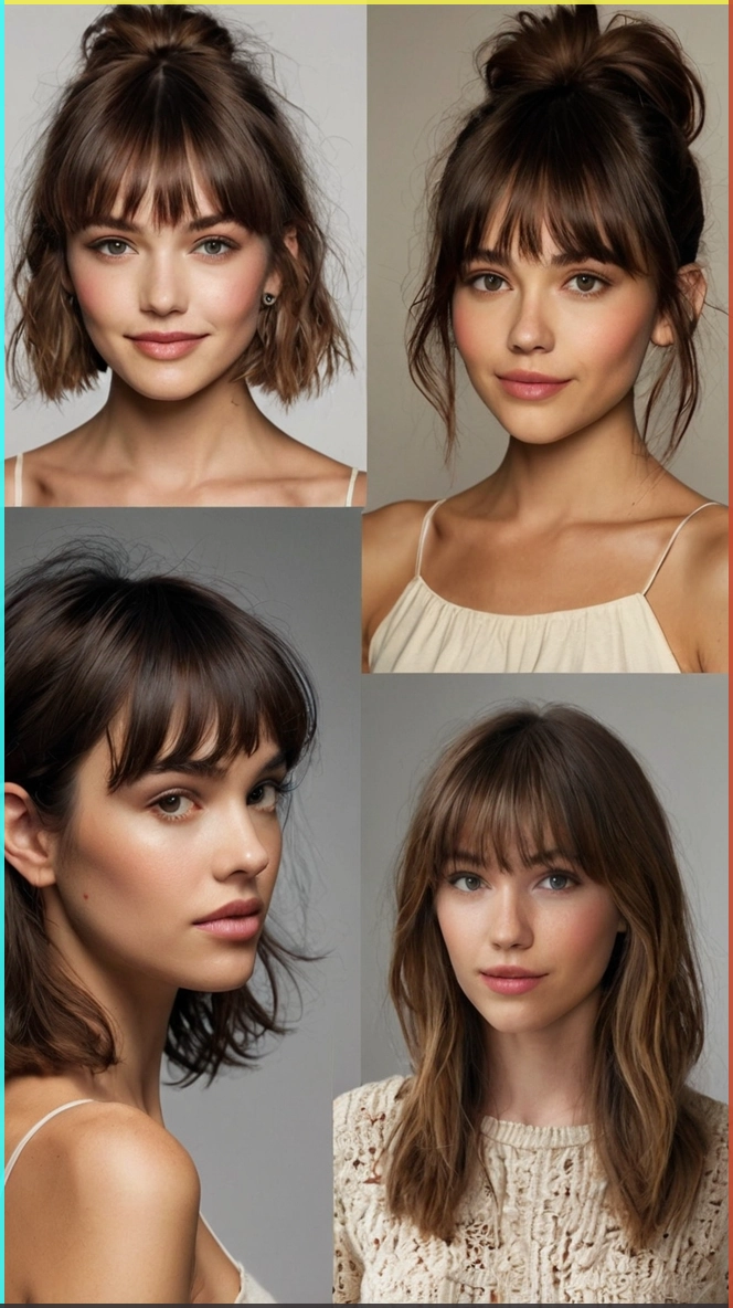 Elegant graduation hairstyle for growing out bangs with soft waves and hair accessories