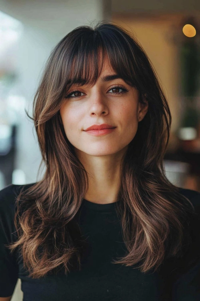 Graduate with growing-out bangs styled in a soft side-swept updo for their graduation ceremony