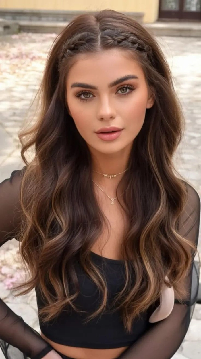 Stunning medium length graduation hairstyle with curls Graduation hairstyle for medium length hair featuring soft curls and a side part