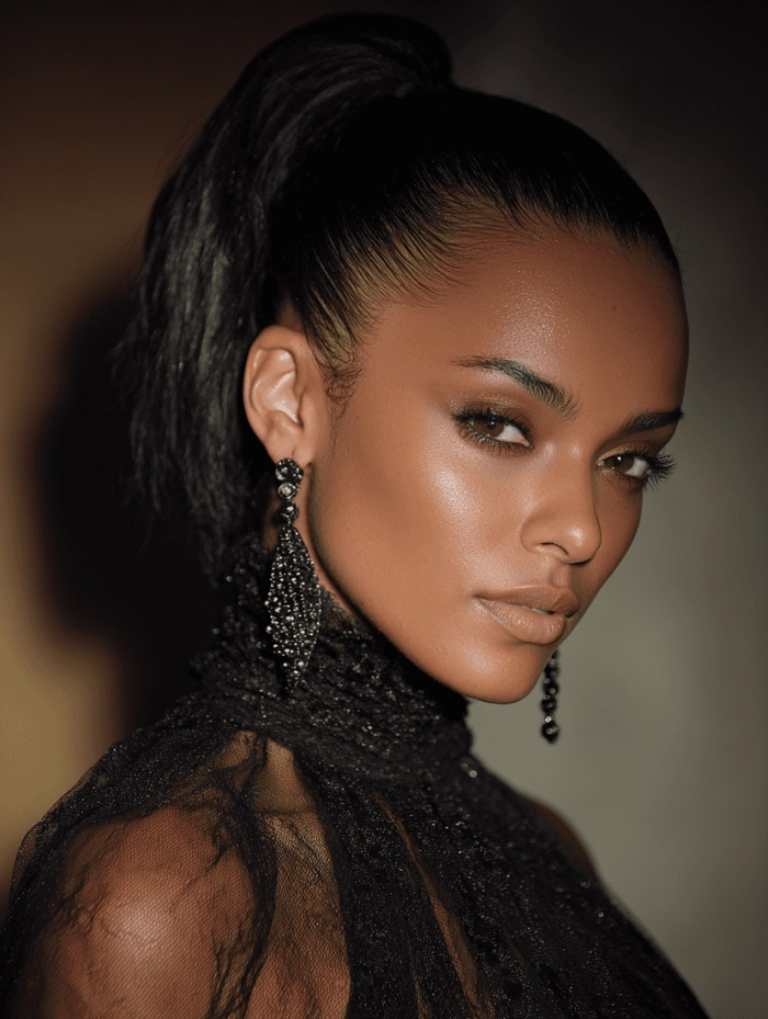 Graduation hairstyle for natural black hair: elegant flat twists with gold accessories Close-up of a graduate with natural black hair styled in elegant flat twists under a graduation cap