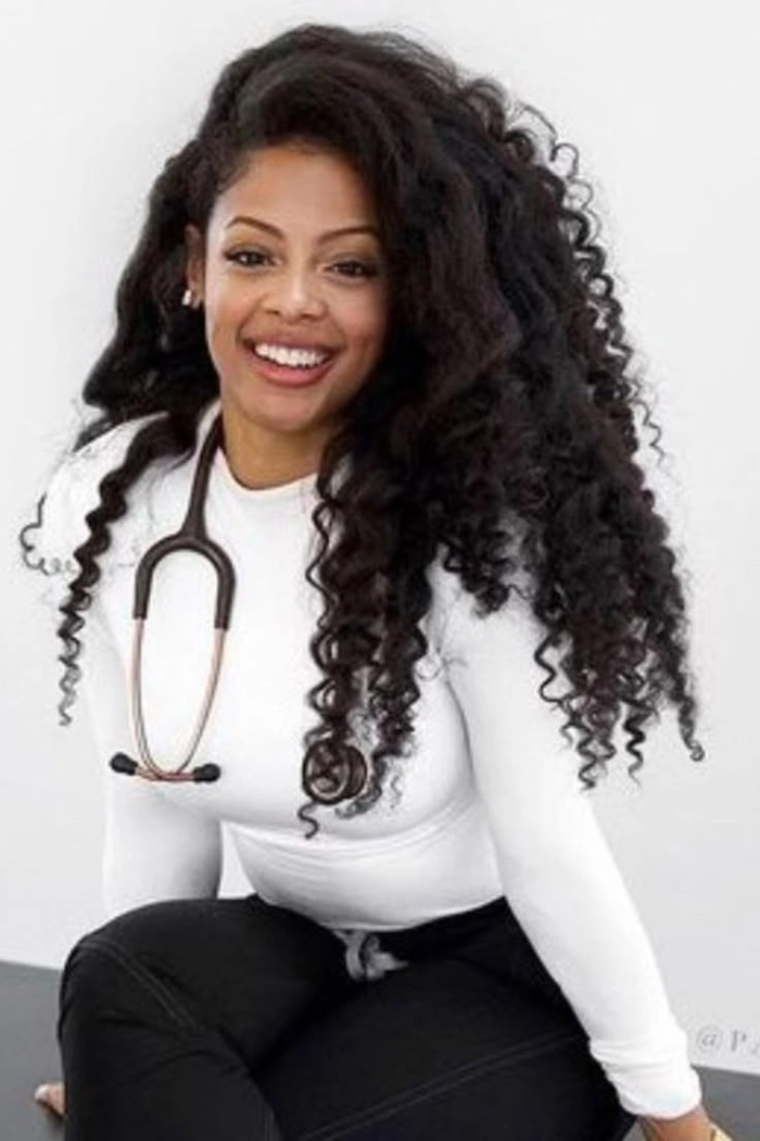 Elegant graduation hairstyle for nursing students in a neat updo with subtle accessories