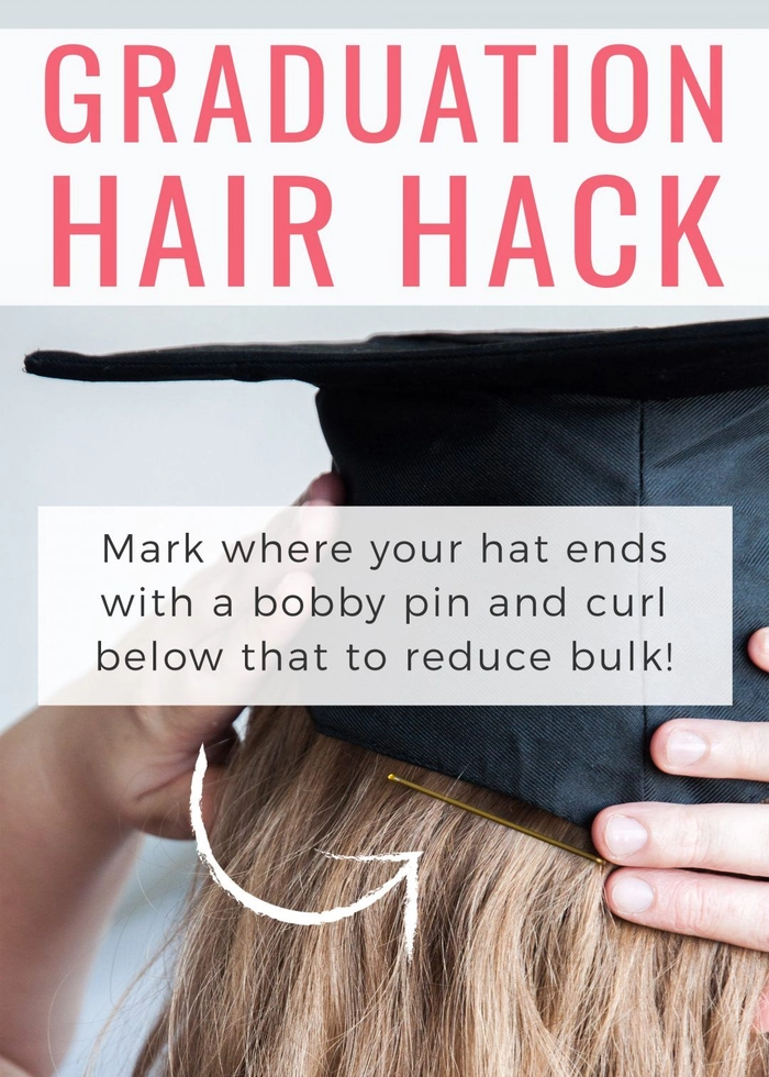 Graduation hairstyles that prevent hat hair with a sleek low bun and decorative pins