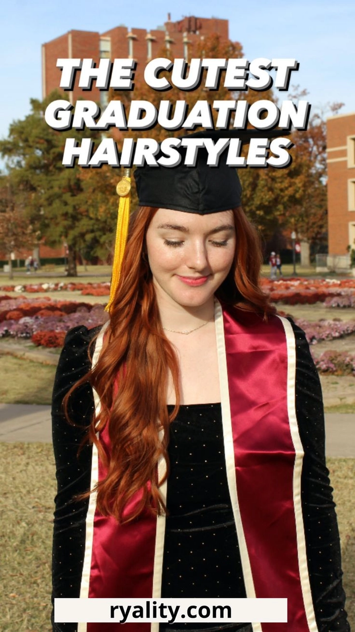Graduation hairstyle that transitions from ceremony to evening party with elegant curls and accessories