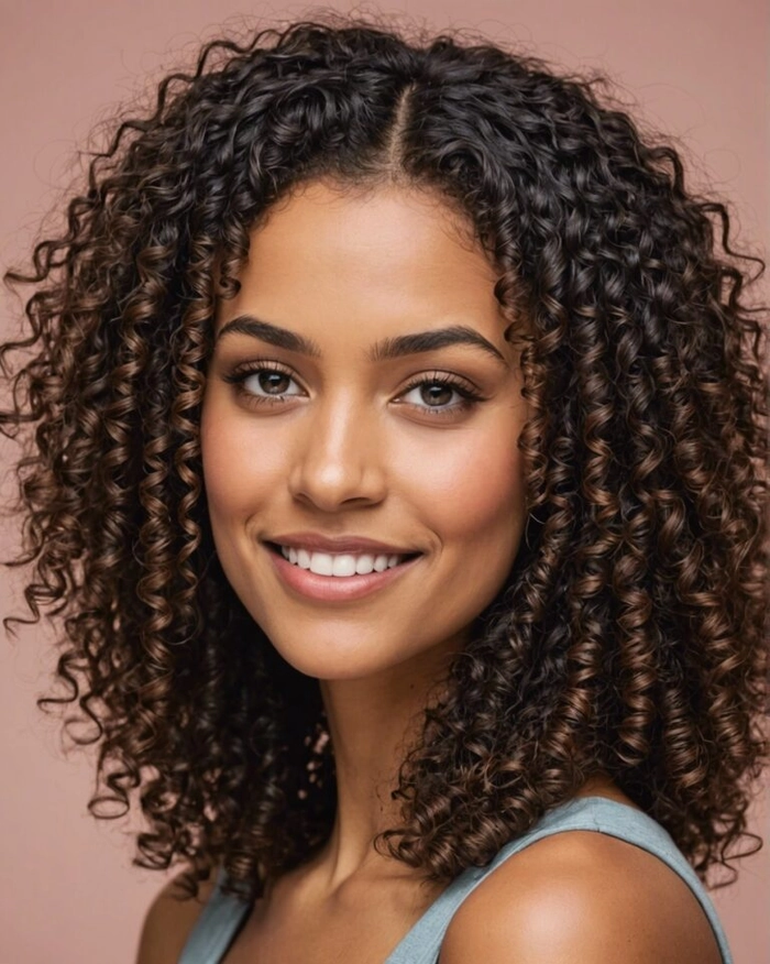 Type 3b curly graduation updo showcasing natural texture and shine Elegant graduation hairstyle for type 3b curls with volume and defined ringlets