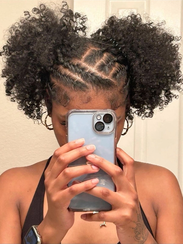 Elegant graduation hairstyle for type 4c natural hair with a twisted updo and gold accent