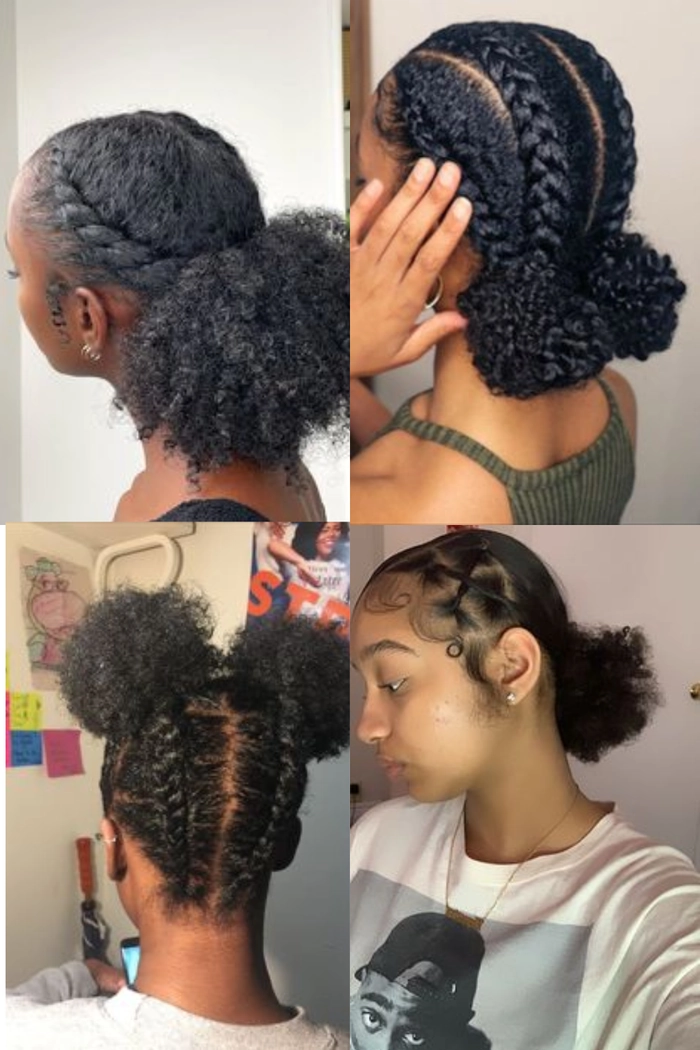 Close-up of a graduation hairstyle for type 4c hair with elegant twists and curls