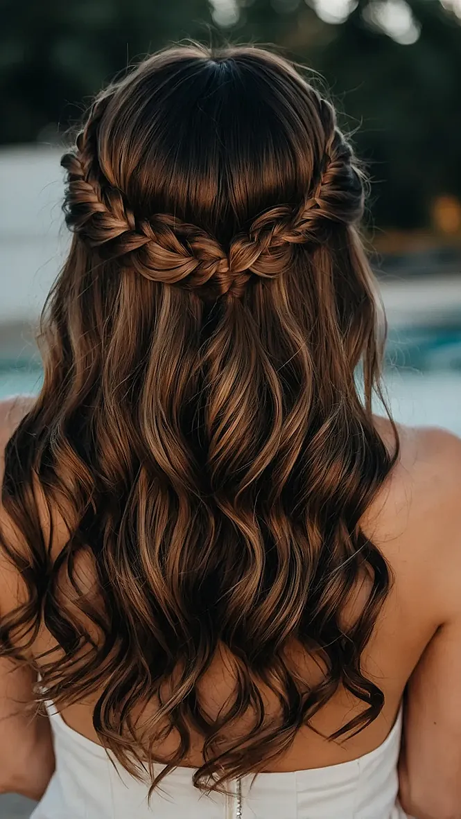 Humidity-proof graduation hairstyle with twisted bun and sleek flyaways