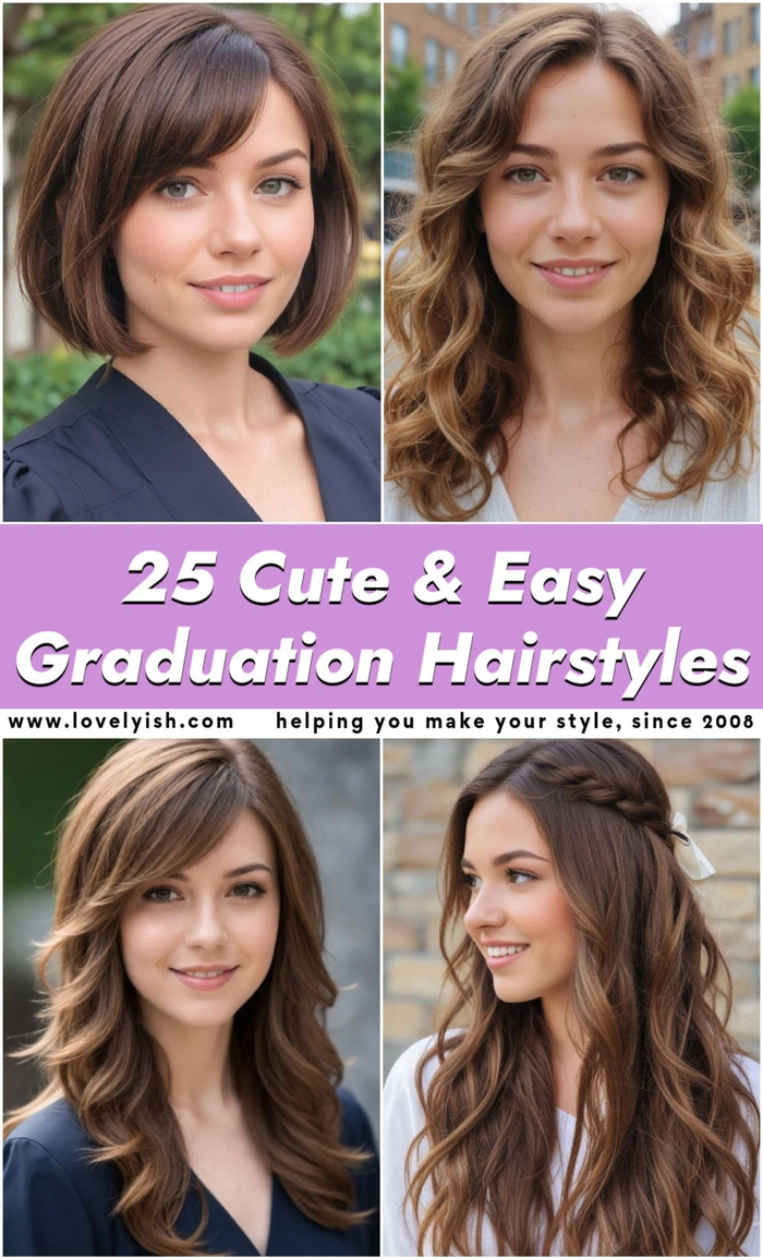 2024 Graduation Hair Color Trends: Bold Shades and Pastel Ombre Styles Trendy graduation hairstyles with colorful highlights and balayage finishes