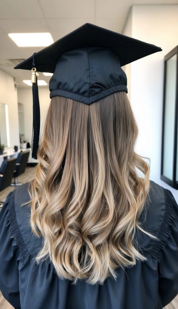 Top graduation hair color trends for a stylish cap and gown look A student with bold graduation hair color trend at the ceremony