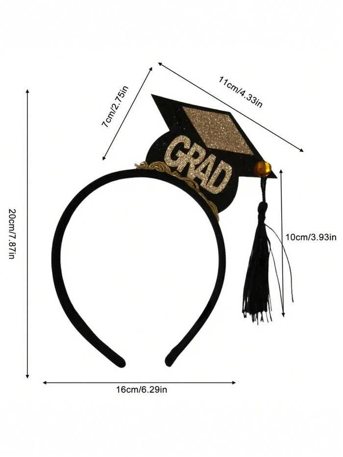 minimalist graduation hair accessories arranged on a sleek velvet tray