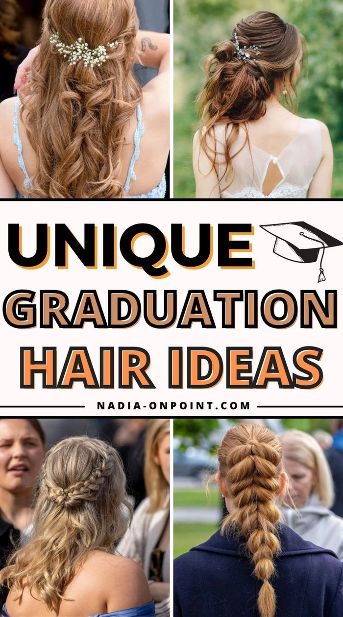 Minimalist graduation hair accessory adorned in a sleek updo