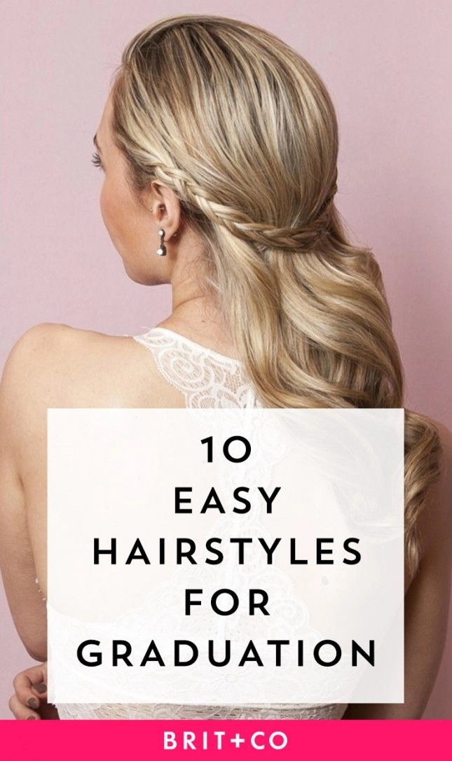 Quick and easy graduation hairstyle for busy mornings, featuring a simple updo with soft waves