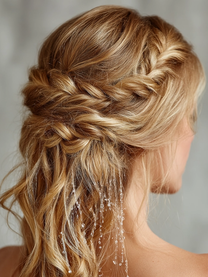 Three graduation hairstyles that resist rain, including braids and a sleek updo