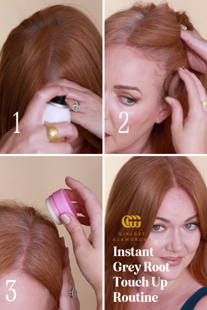 Woman receiving a root touch up for graduation hairstyle