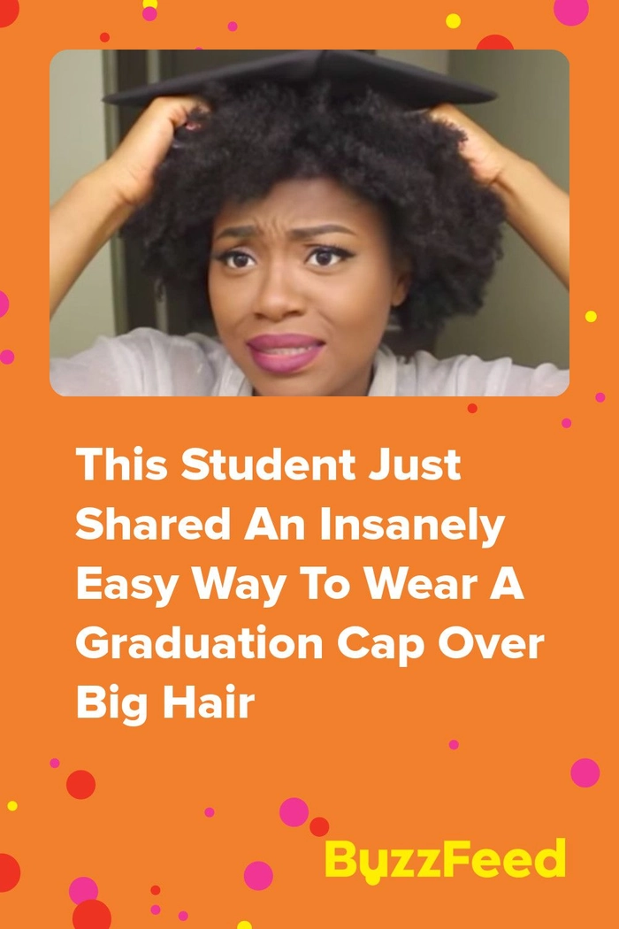 Close-up of short graduation hairstyle with bobby pins securing cap in place
