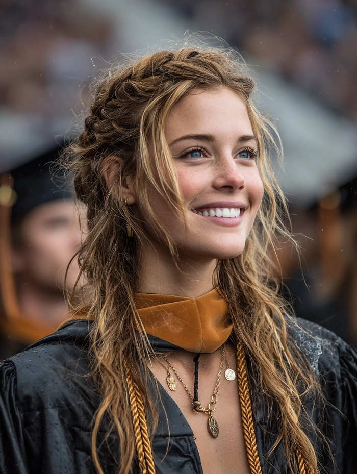 Side Swept Hair Under Graduation Cap: Tips