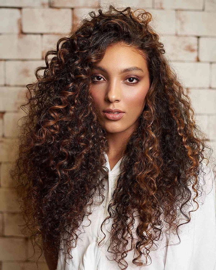 Elegant 3b curl graduation hairstyle with decorative pins A graduate with voluminous type 3b curls in a stylish half-up graduation look