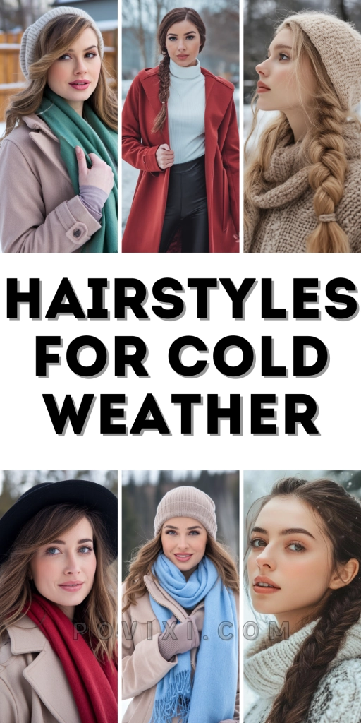 Winter graduation hairstyle for cold weather with sleek updo and warm accessories