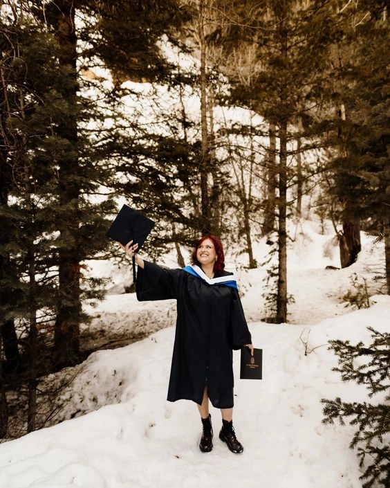 Winter graduation hairstyle for cold weather with elegant updo and accessories