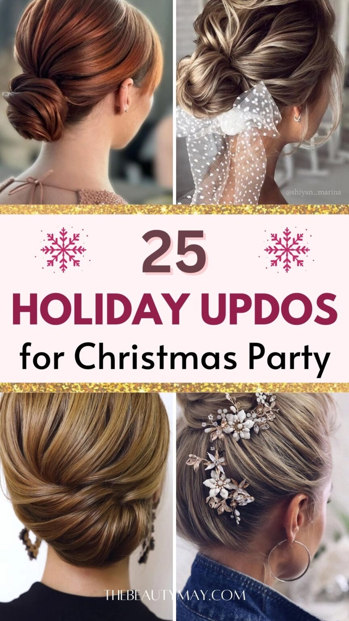 Perfectly styled Christmas party updo for long hair