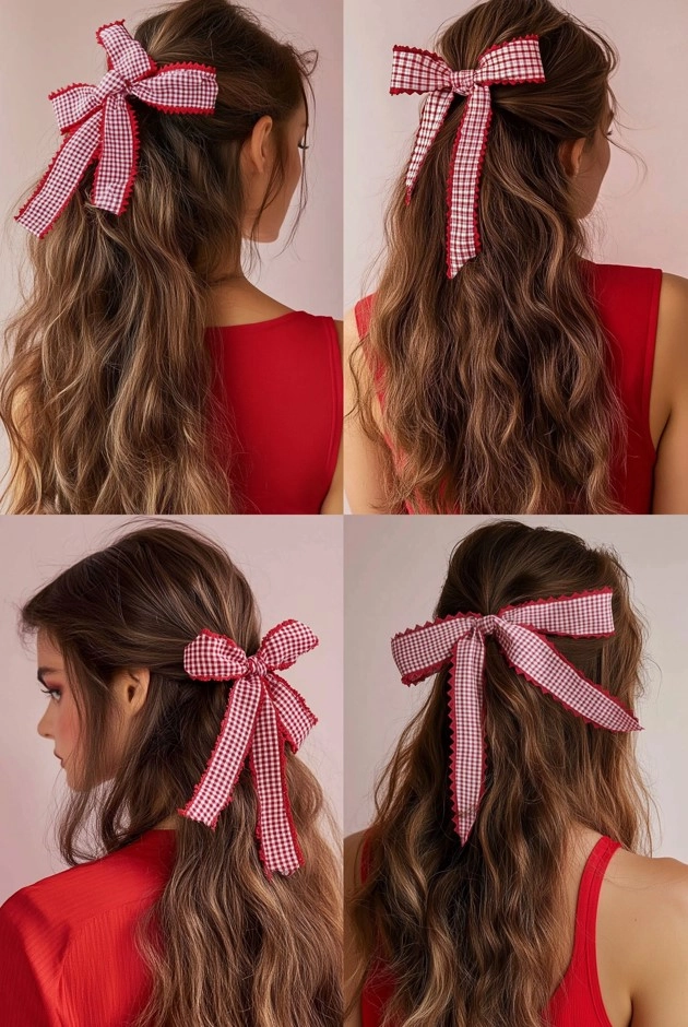 Elegant floral hair clip for an Easter brunch hairstyle Easter brunch hairstyle with a floral hair clip as spring inspiration