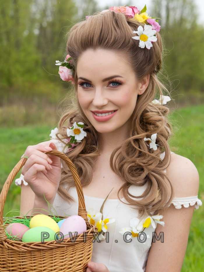 Easter Brunch Floral Hair Clip Inspiration for Holiday Hairstyles Easter brunch hairstyle with a floral hair clip